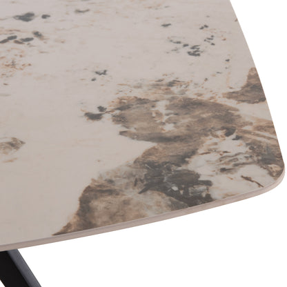 Dining Table Aika Hm18421 Ceramic Top In White/gold Marble Coloring 160x90x79hcm.