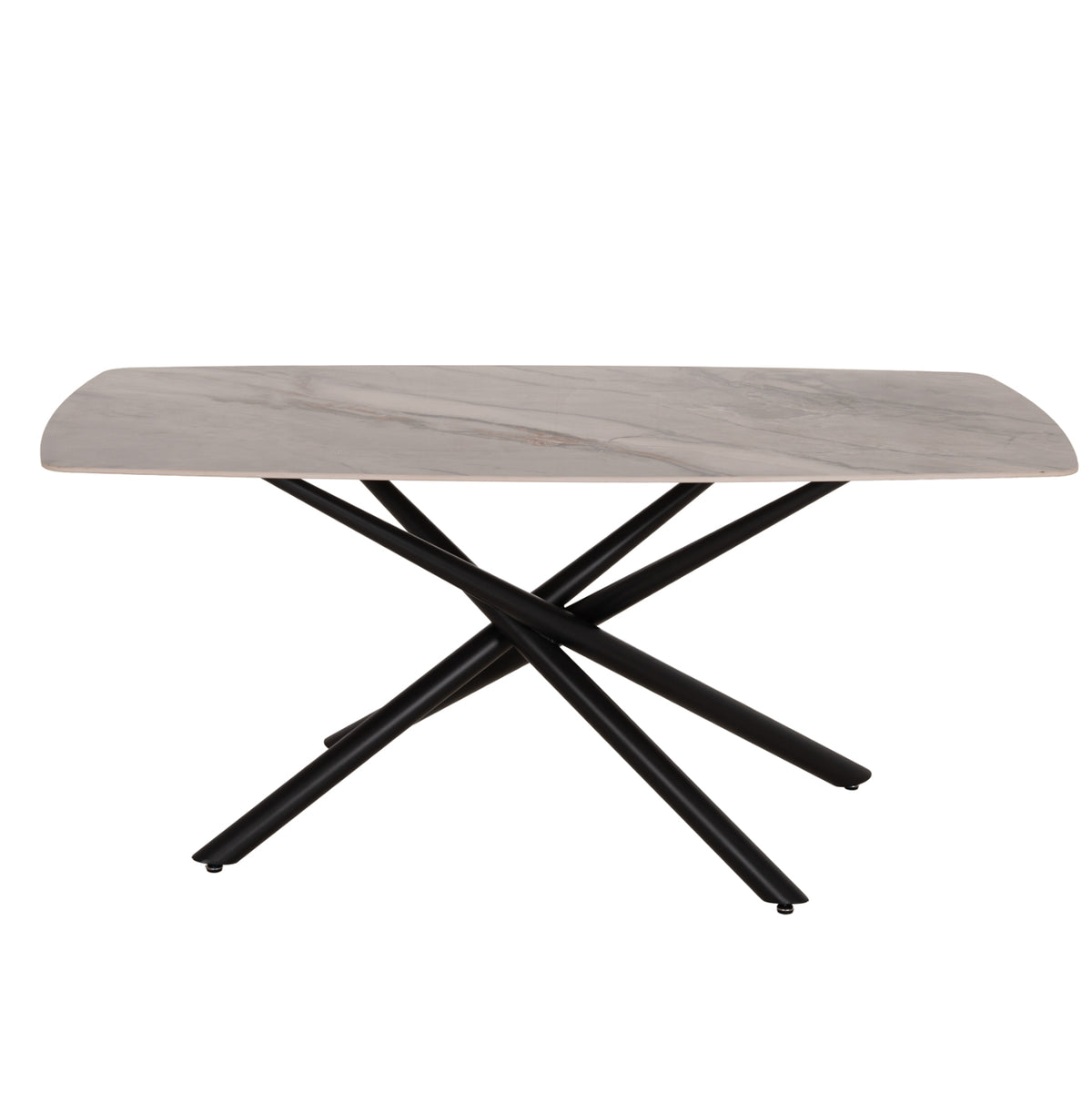 Dining Table Iska Hm18423 Ceramic Top In White/brown Marble Coloring 178x89x79hcm.