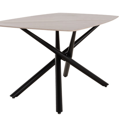 Dining Table Iska Hm18423 Ceramic Top In White/brown Marble Coloring 178x89x79hcm.
