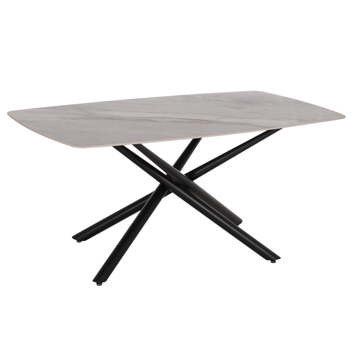 Dining Table Iska Hm18423 Ceramic Top In White/brown Marble Coloring 178x89x79hcm.
