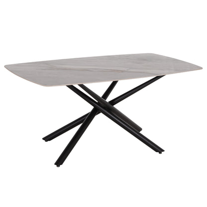 Dining Table Iska Hm18423 Ceramic Top In White/brown Marble Coloring 178x89x79hcm.