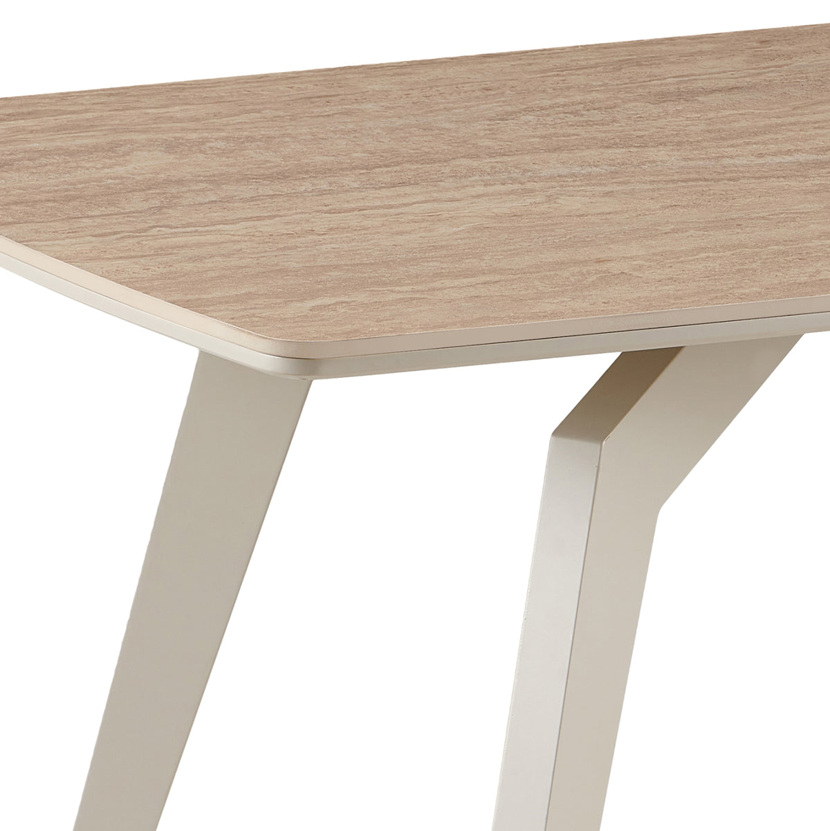 Dining Table Moff Hm18466.04 Sintered Stone Top In Travertine Stone Color 180x90x75hcm