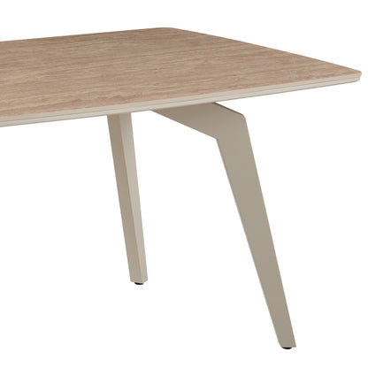 Dining Table Moff Hm18466.04 Sintered Stone Top In Travertine Stone Color 180x90x75hcm
