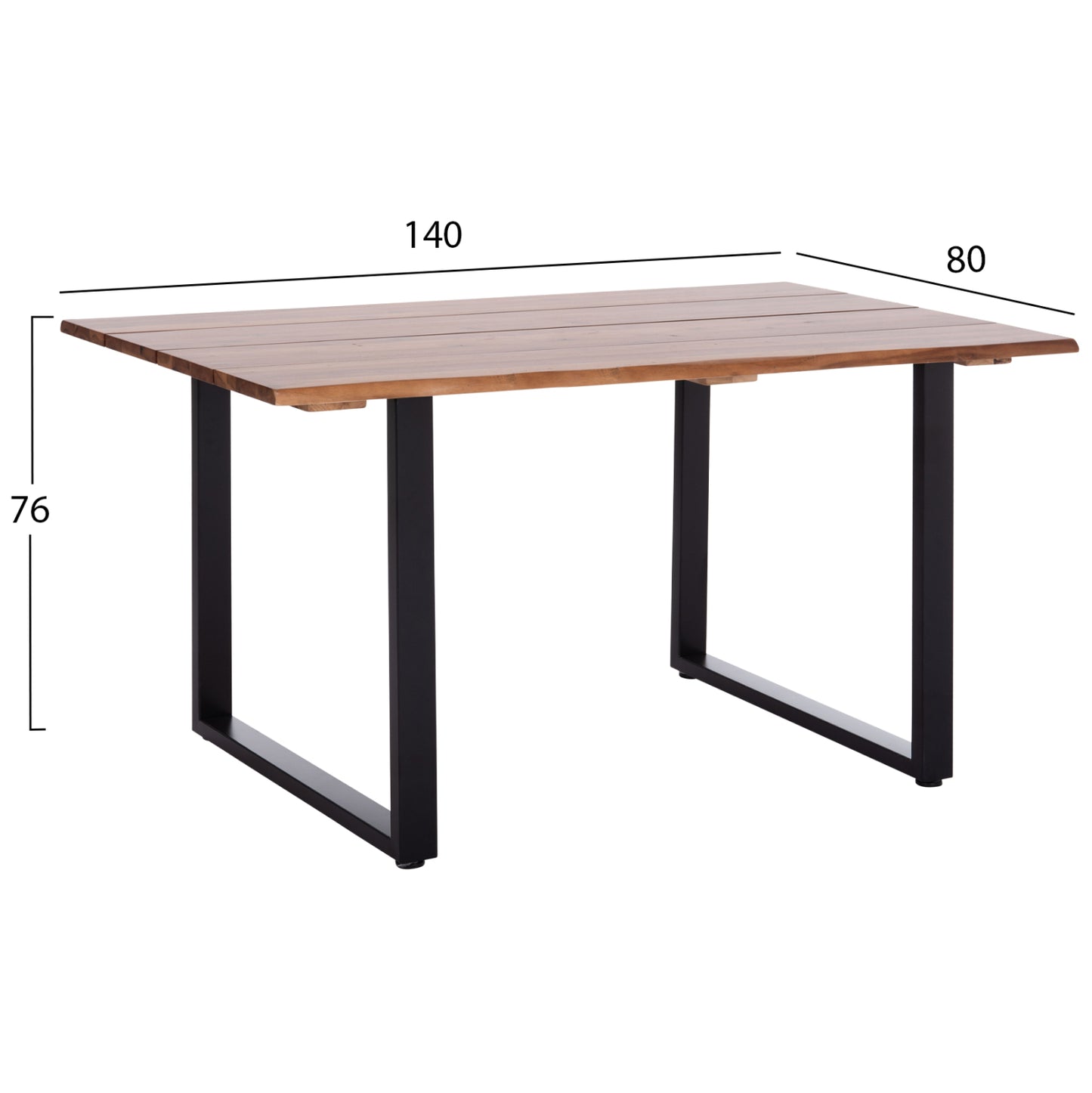 Outdoor Dining Table Friggo Hm6296.02 Acacia Wood 2.6cm Thick--metal Legs 140x80x76hcm