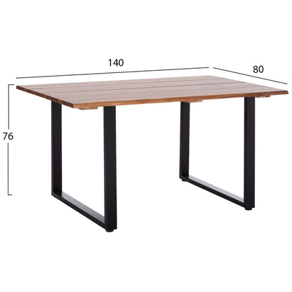 Outdoor Dining Table Friggo Hm6296.02 Acacia Wood 2.6cm Thick--metal Legs 140x80x76hcm