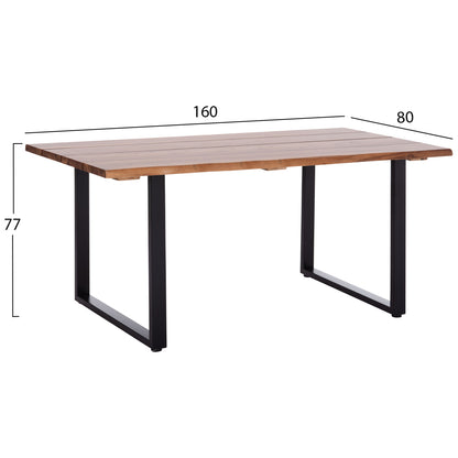 Outdoor Dining Table Friggo Hm6297.01 Acacia Wood 3.5cm Thick--metal Legs 160x80x77hcm
