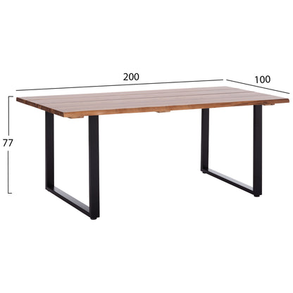 Outdoor Dining Table Friggo Hm6298.02 Acacia Wood 2.6cm Thick--metal Legs 200x100x76hcm