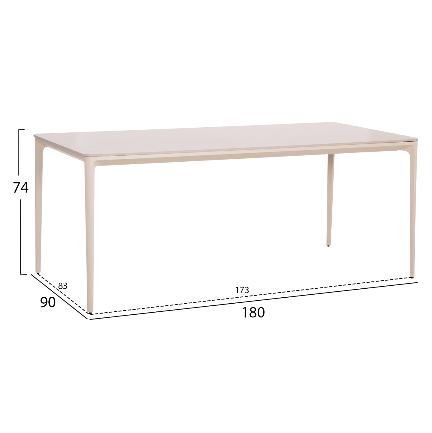 Dining Table Stad Hm6557.02 Beige Aluminum Frame--white Sintered Stone 180x90x74hcm.