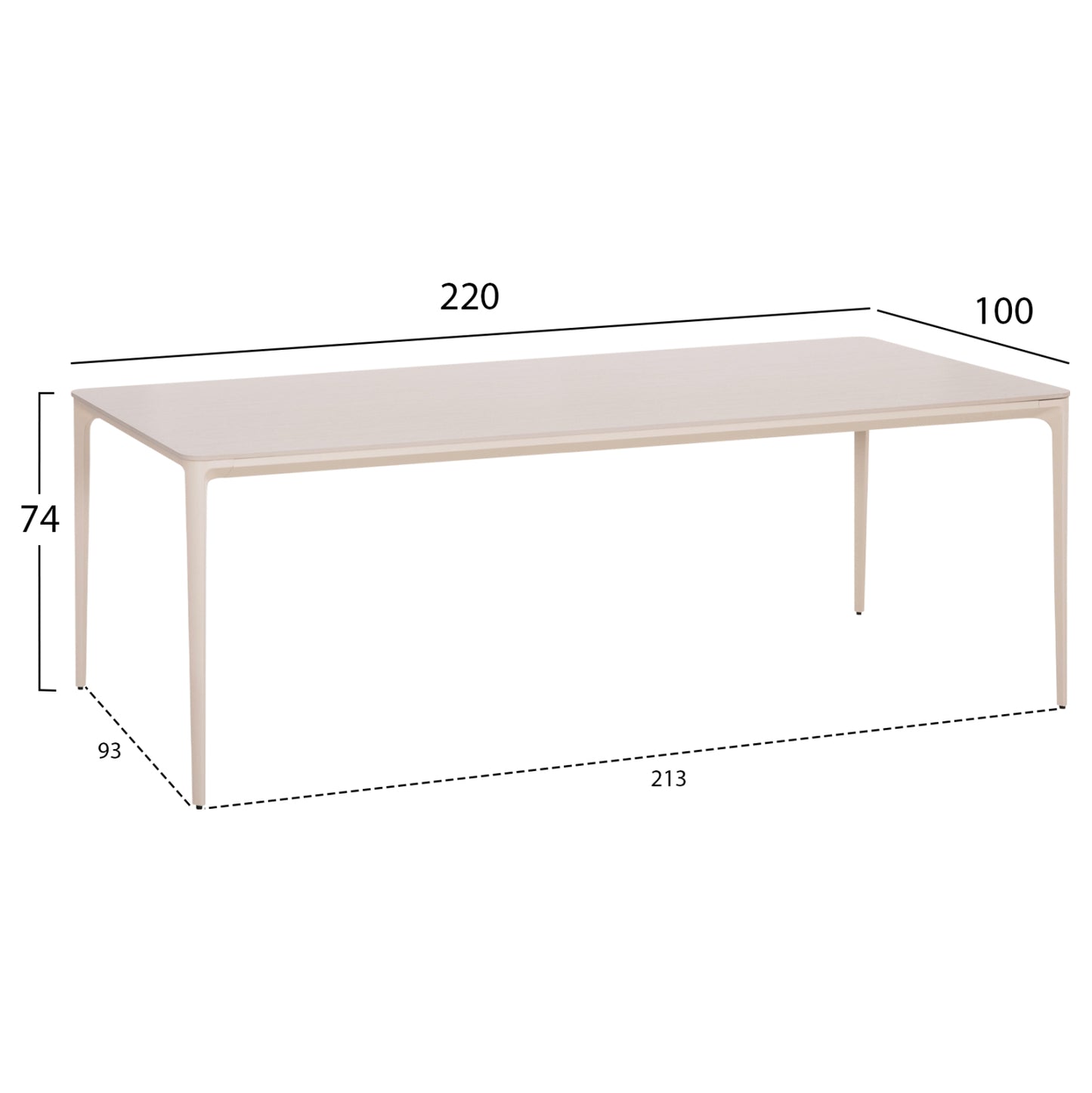 Dining Table Stad Hm6558.02 Beige Aluminum Frame--white Sintered Stone 220x100x74hcm.