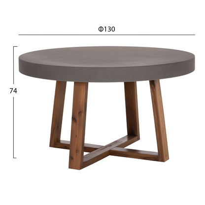 Dining Table Round Maeve Hm6574.01 Grey Fiber Cement--acacia Wood Φ130x74hcm.