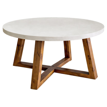 Dining Table Round Maeve Hm6574.02 Beige Fiber Cement--acacia Wood Φ130x74hcm.