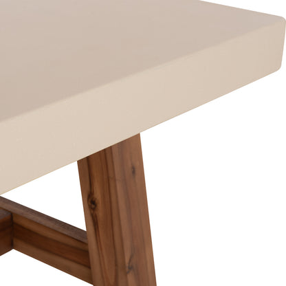 Dining Table Maeve Hm6575.02 Beige Fiber Cement Top--acacia Wood Legs 200x100x75hcm