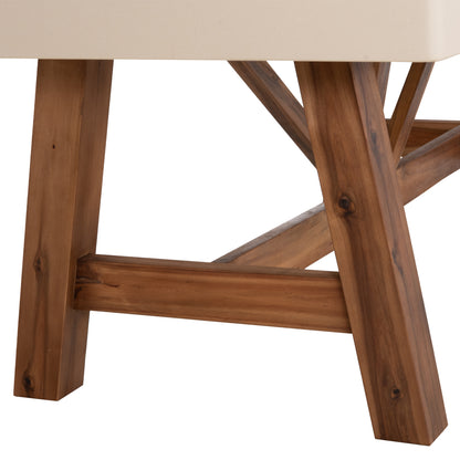 Dining Table Maeve Hm6575.02 Beige Fiber Cement Top--acacia Wood Legs 200x100x75hcm