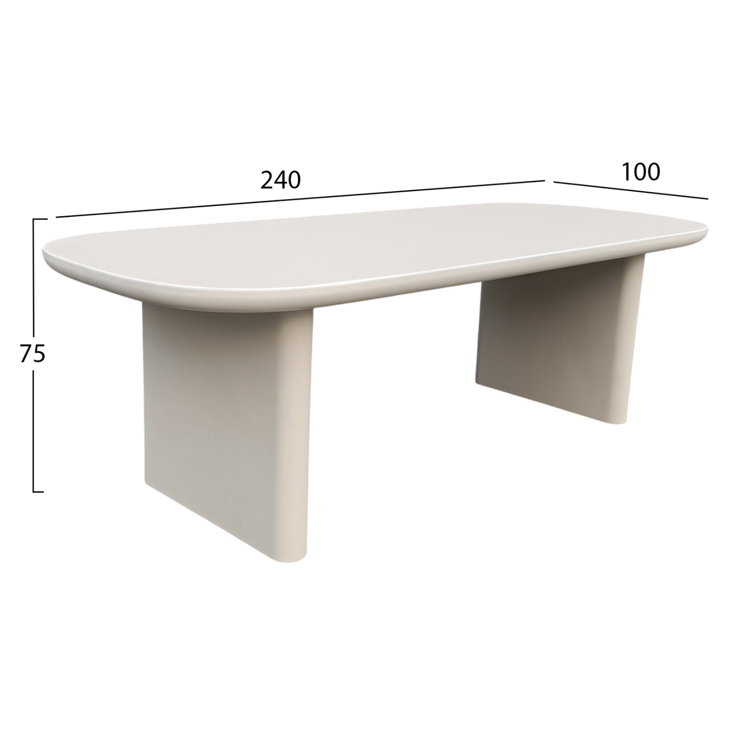 Dining Table Azami Hm6600.02 Beige Fiber Cement 240x100x75hcm