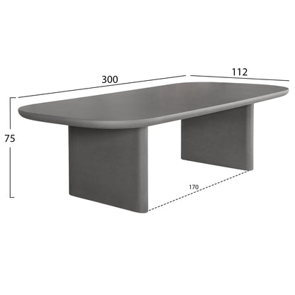 Dining Table Azami Hm6601.01 Grey Fiber Cement 300x112x75hcm