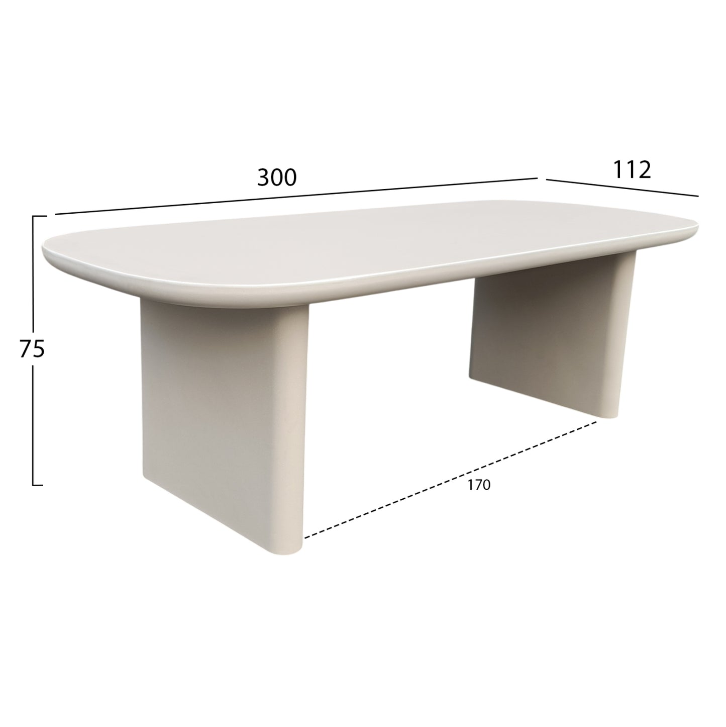 Dining Table Azami Hm6601.02 Beige Fiber Cement 300x112x75hcm
