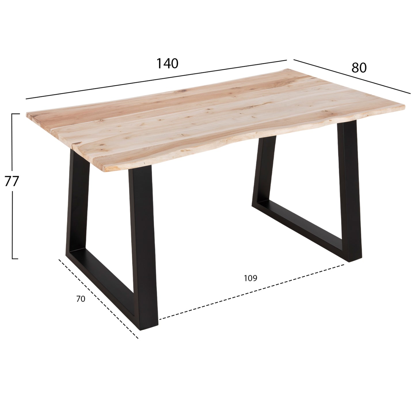 Dining Table Montana Slim Hm8163.21 Acacia Wood In Light Natural Color 140x80x77hcm.