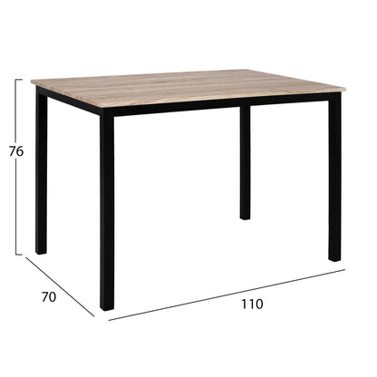 Dining Table Panya Hm8332, 110x70x76, Sonoma, Black Legs
