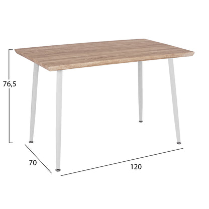 Dining Table Paloma Hm8334.02, 120x70x76.5- Sonoma,white Legs