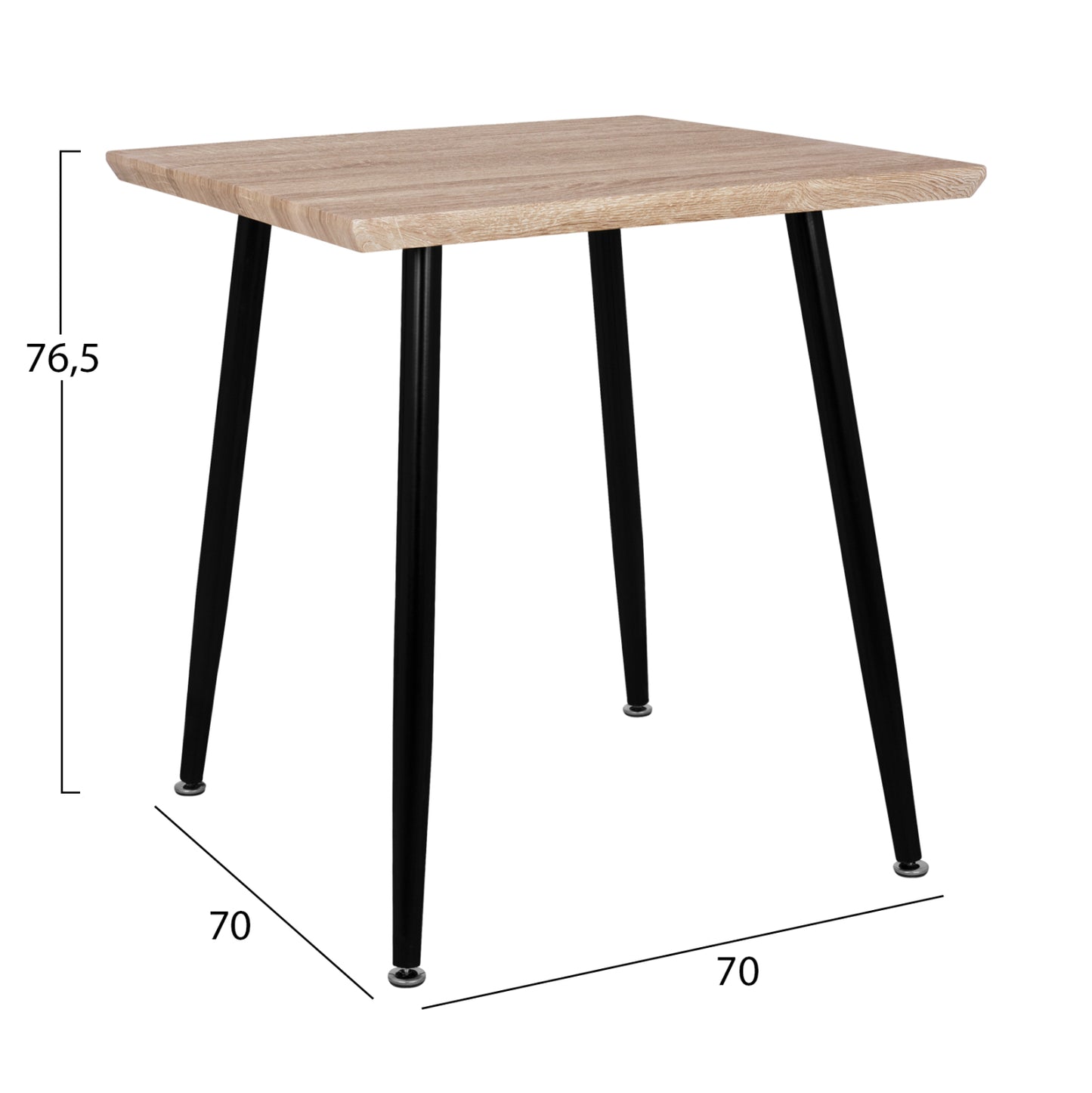 Dining Table Paloma Hm8335.01, 70x70x76.5, Sonoma, Black Legs