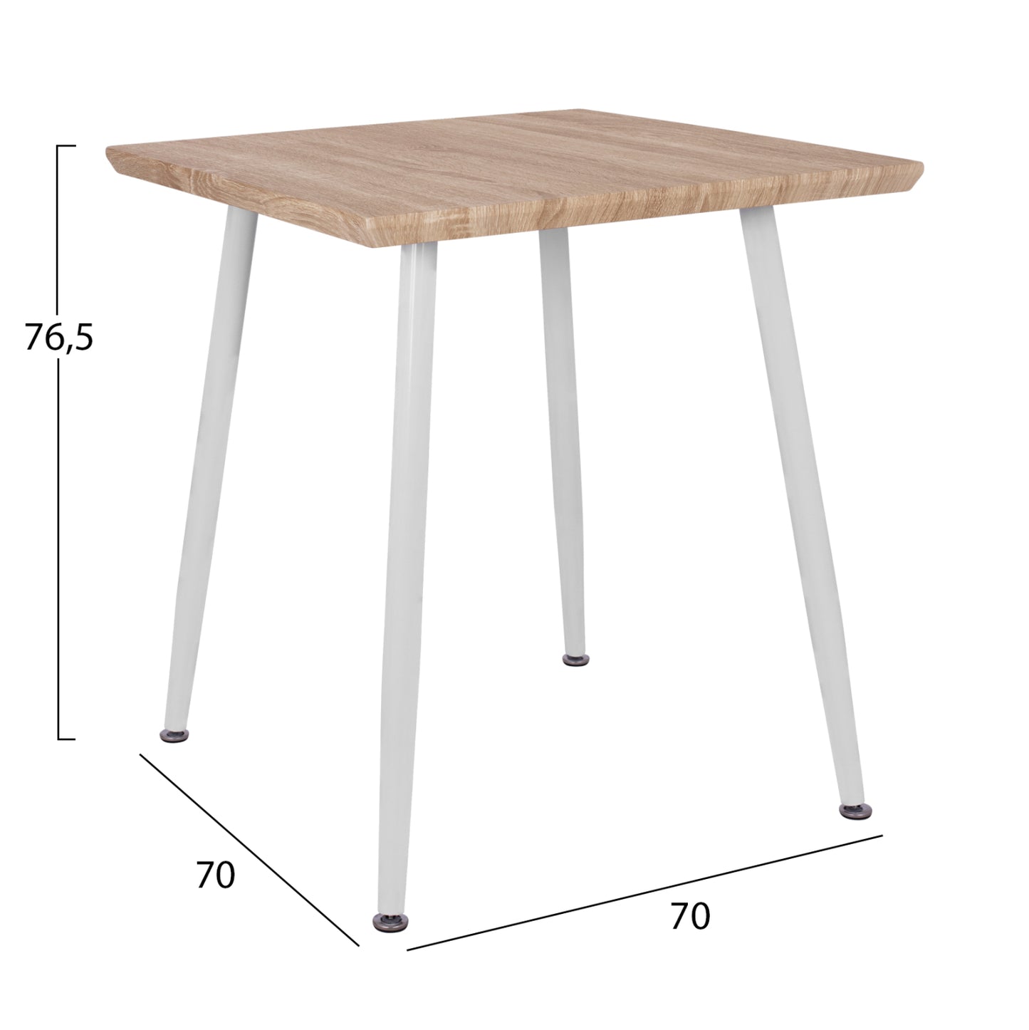 Dining Table Paloma Hm8335.02, 70x70x76.5, Sonoma, White Legs