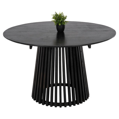 Dining Table Round Frantz Hm9388.12 Solid Mindi Wood In Black Φ120x76,5hcm.