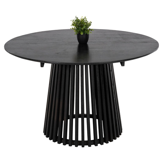 Dining Table Round Frantz Hm9388.12 Solid Mindi Wood In Black Φ120x76,5hcm.
