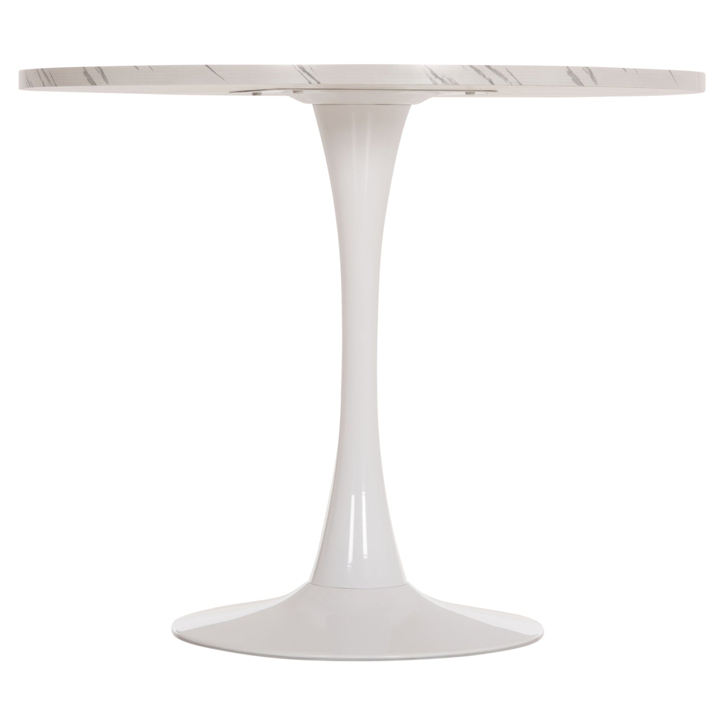 Round Dining Table Rollo Hm9421.11 Melamine In White Marble Metal Leg Φ90x74hcm.