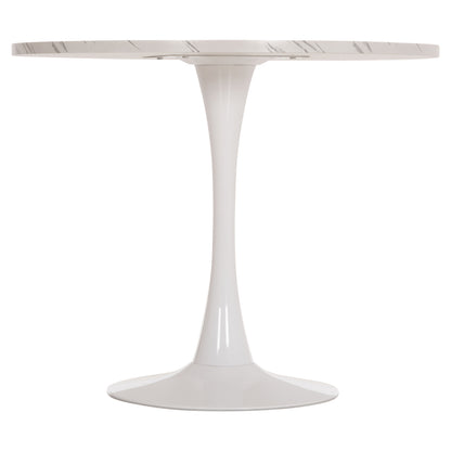 Round Dining Table Rollo Hm9421.11 Melamine In White Marble Metal Leg Φ90x74hcm.