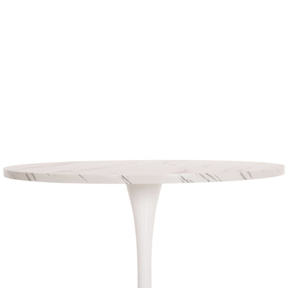 Round Dining Table Rollo Hm9421.11 Melamine In White Marble Metal Leg Φ90x74hcm.
