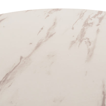 Round Dining Table Rollo Hm9421.11 Melamine In White Marble Metal Leg Φ90x74hcm.