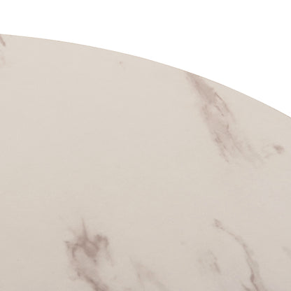 Round Dining Table Rollo Hm9421.11 Melamine In White Marble Metal Leg Φ90x74hcm.