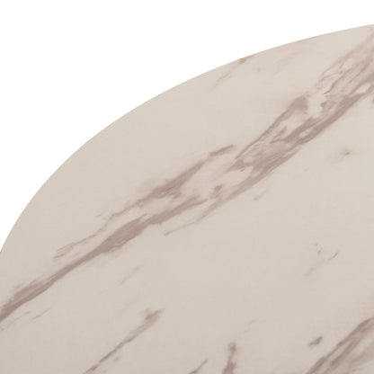 Round Dining Table Rollo Hm9421.11 Melamine In White Marble Metal Leg Φ90x74hcm.