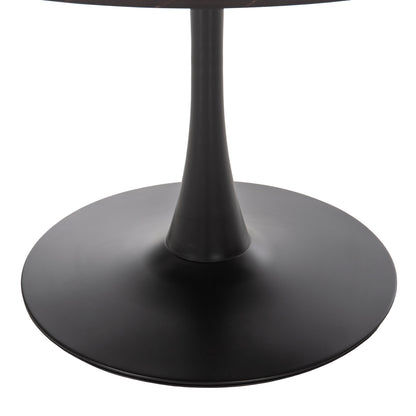 Round Dining Table Rollo Hm9421.12 Melamine In Black Marble Metal Leg Φ90x74hcm.