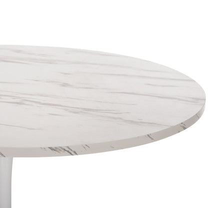 Round Dining Table Rollo Hm9422.11 Melamine In White Marble Metal Leg Φ120x74hcm.