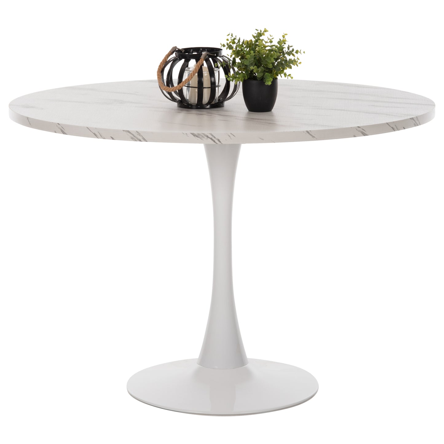 Round Dining Table Rollo Hm9422.11 Melamine In White Marble Metal Leg Φ120x74hcm.