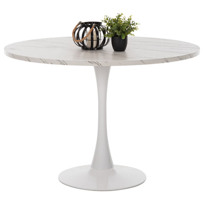 Round Dining Table Rollo Hm9422.11 Melamine In White Marble Metal Leg Φ120x74hcm.