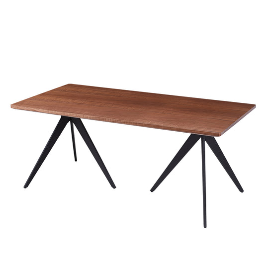 Dining Table Grippen Hm9451.02 With Ashtree Wood Veneer In Rustic Style-black Metal Tripod Legs 180x90x75hcm.