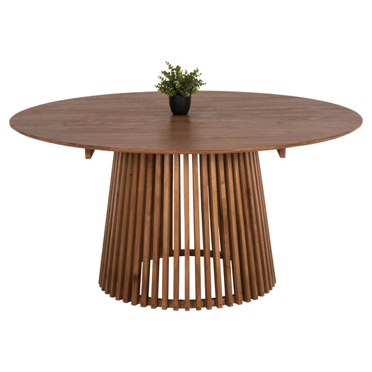 Dining Table Round Frantz ΗΜ9457.11 Solid Mindi Wood In Natural Φ150x75hcm.