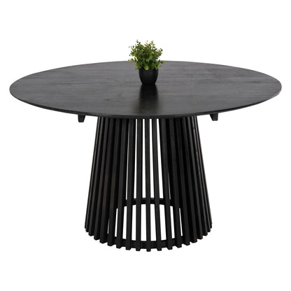 Dining Table Round Frantz Hm9457.12 Solid Mindi Wood In Black Φ150x75hcm.
