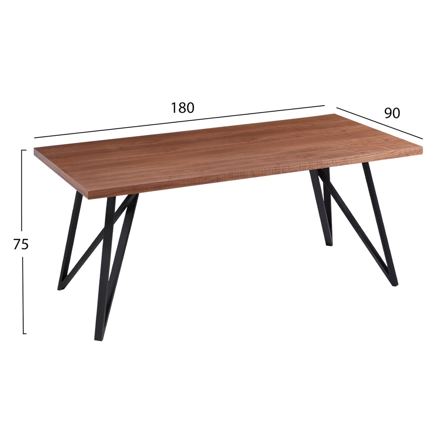 Dining Table Grow Hm9467.02 With Ashtree Wood Veneer In Rustic Style 180x90x75hcm.
