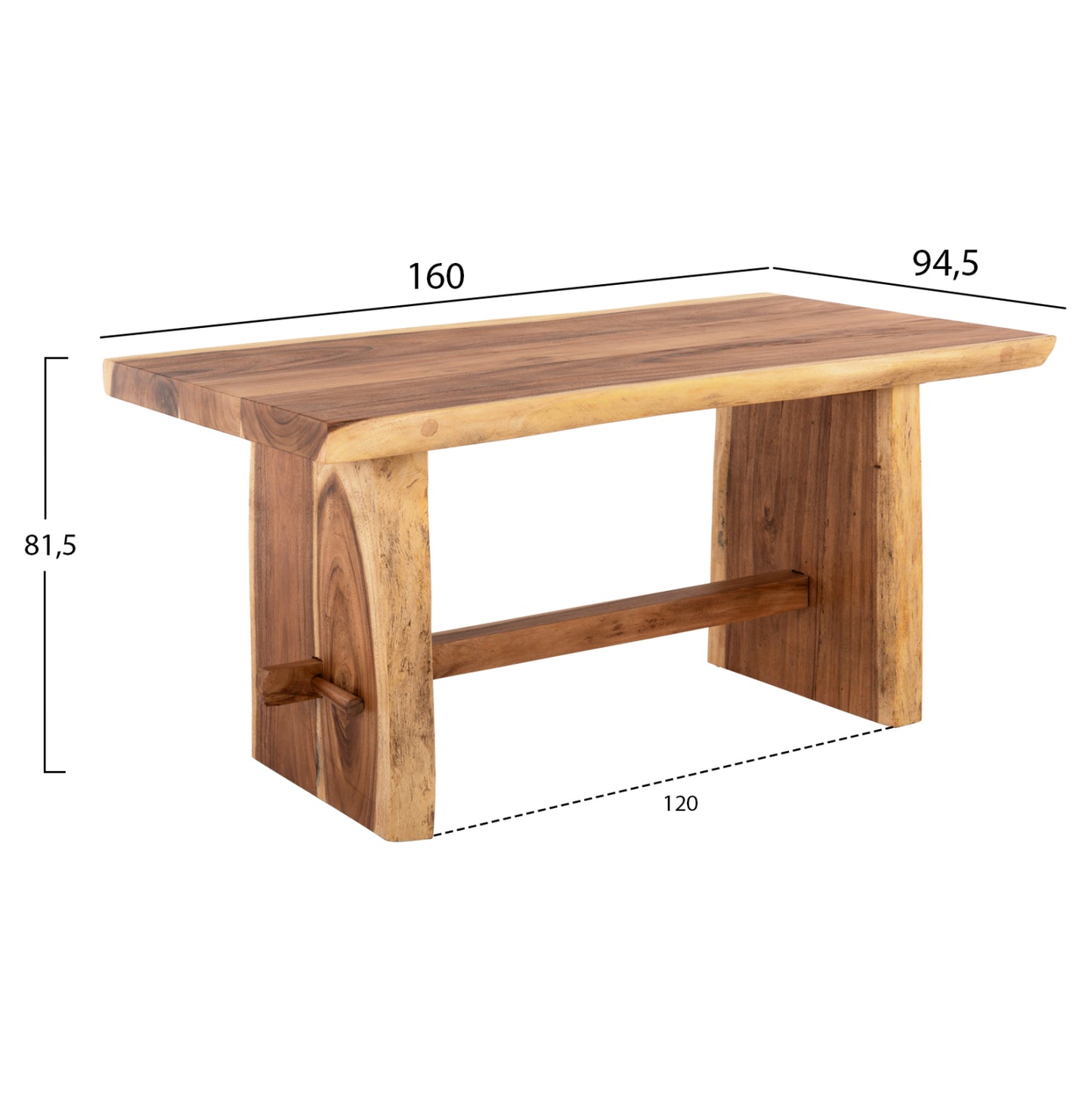 Dining Table Egon Hm9491 Solid Suar Wood 7,5cm.top In Natural Color 160x94,5x81,5hcm.