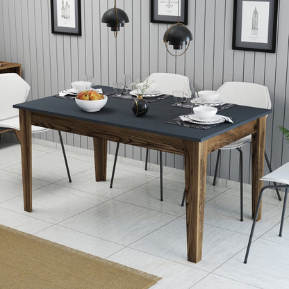 Dining Table Standard Hm9507.01 Melamine Walnut-anthracite With Storage Space 145x88x75hcm.