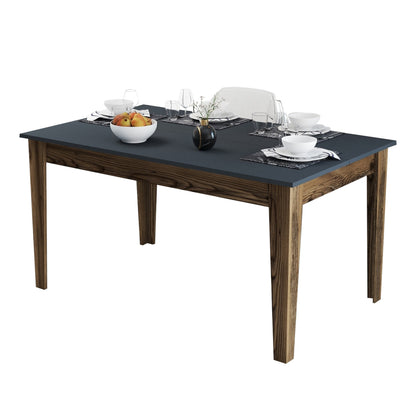 Dining Table Standard Hm9507.01 Melamine Walnut-anthracite With Storage Space 145x88x75hcm.