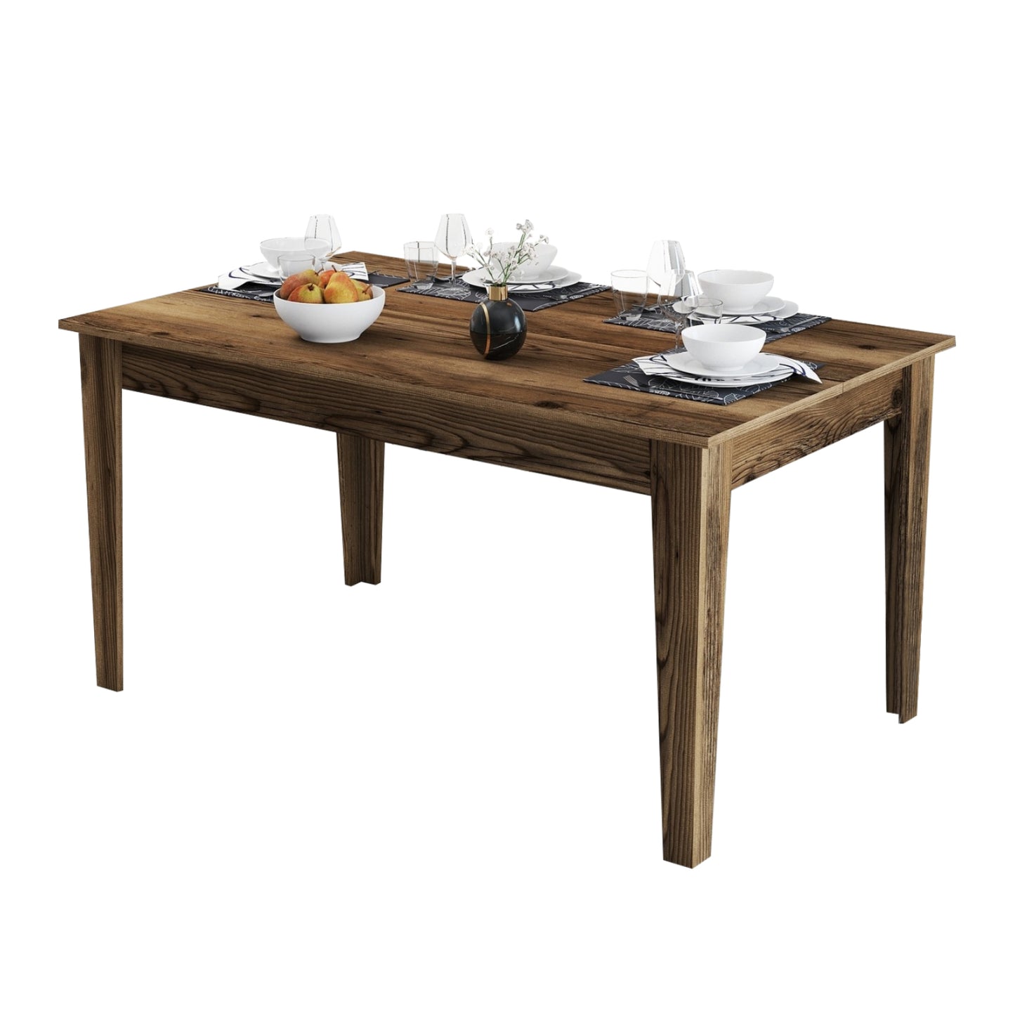 Dining Table Standard Hm9507.04 Melamine Walnut With Storage Space 145x88x75hcm.