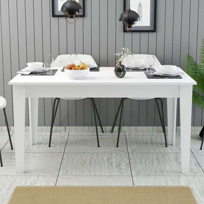 Dining Table Standard Hm9507.06 Melamine WΗΙΤΕ With Storage Space 145x88x75hcm.