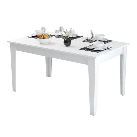 Dining Table Standard Hm9507.06 Melamine WΗΙΤΕ With Storage Space 145x88x75hcm.