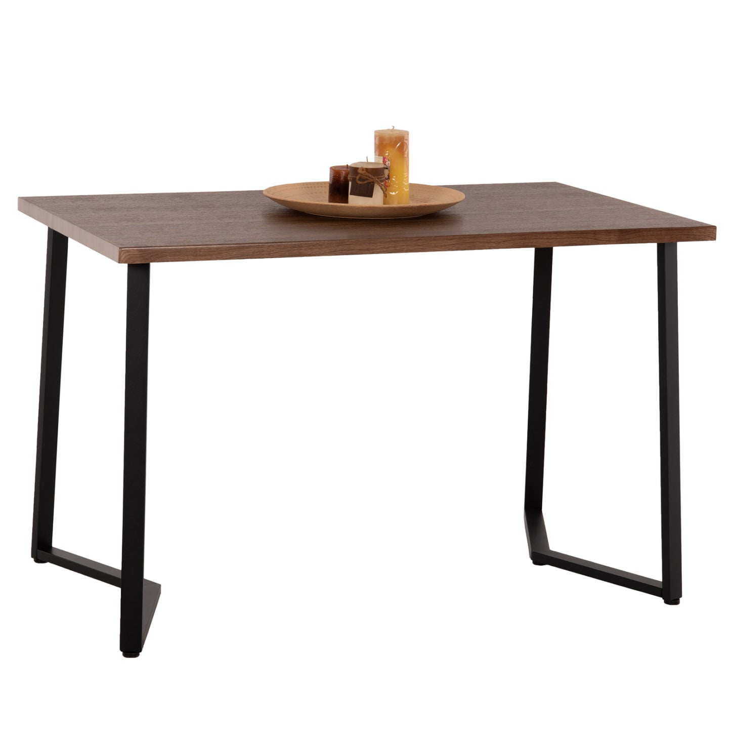Dining Table Jay Hm9531 Walnut Colored Mdf-black Metal Legs 120x70x76hcm.