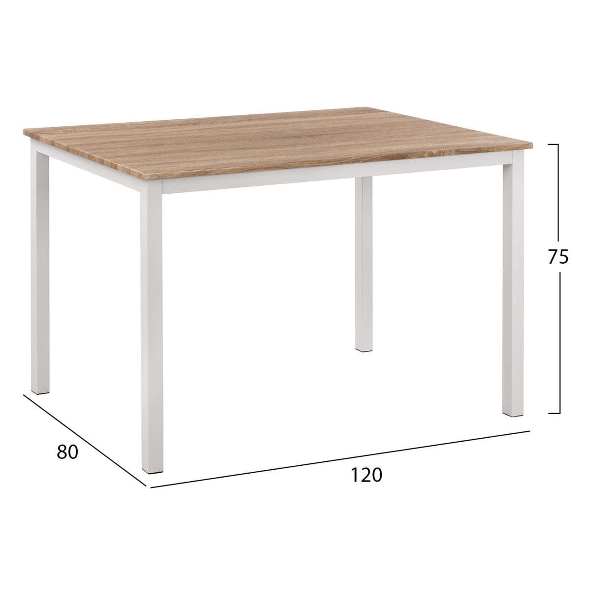 Dining Table Goose Hm9532.02 Sonama Mdf-white Metal Legs 120x80Χ75hcm.