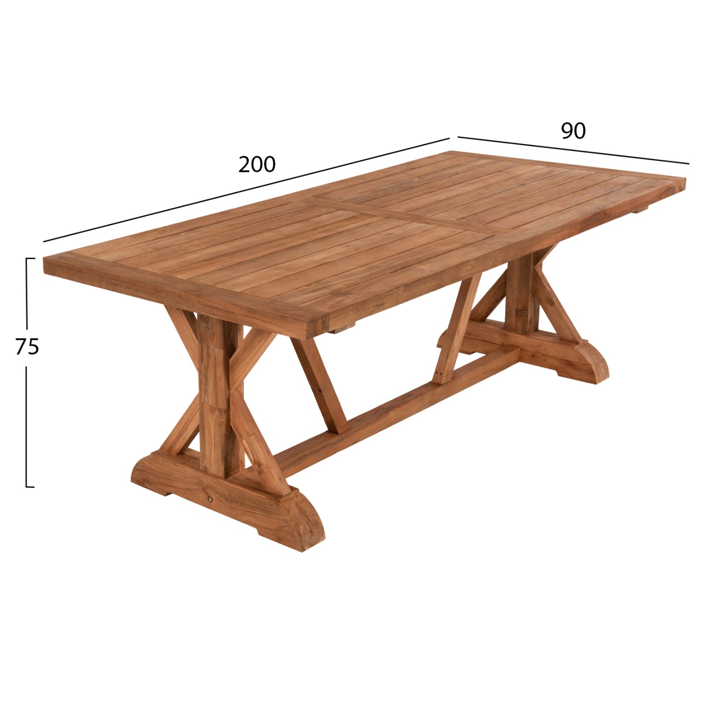 Dining Table Kronos Hm9535 Recycled Teak Wood In Natural Color 200x90x75hcm.